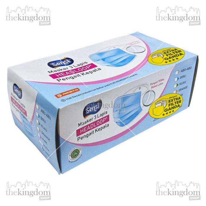 TERMURAH Masker Sensi - HEADLOOP 3ply - Hijab 50pcs - Putih 40Pcs