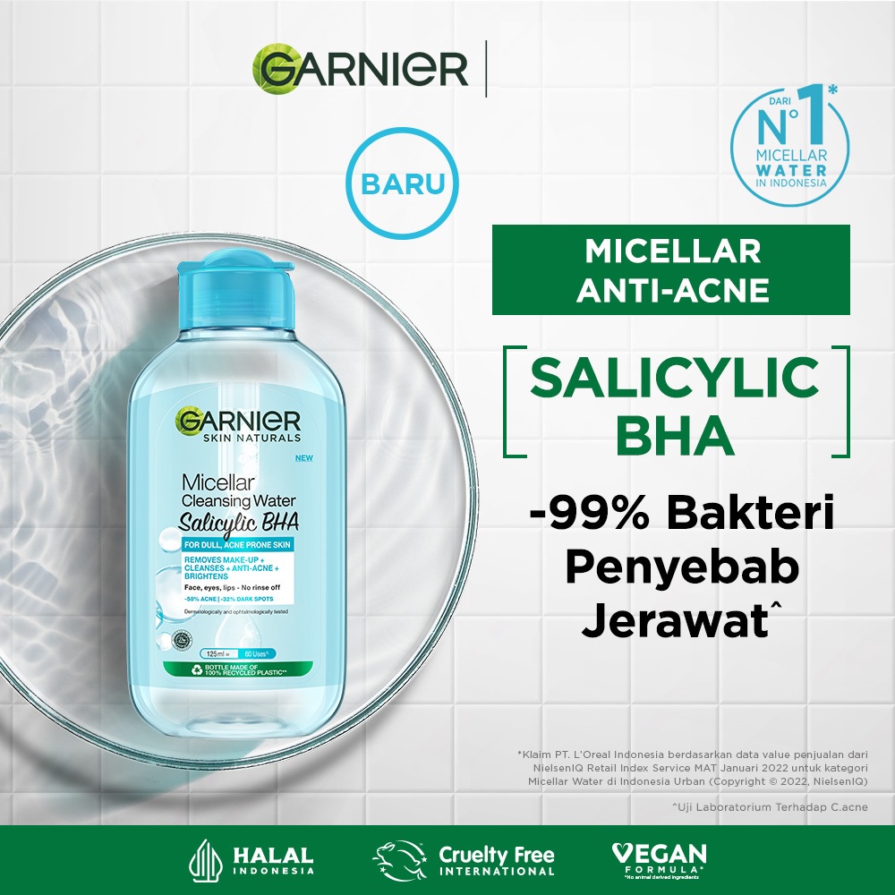 ORIGINAL Garnier Micellar Cleansing Water Biru 125 ML