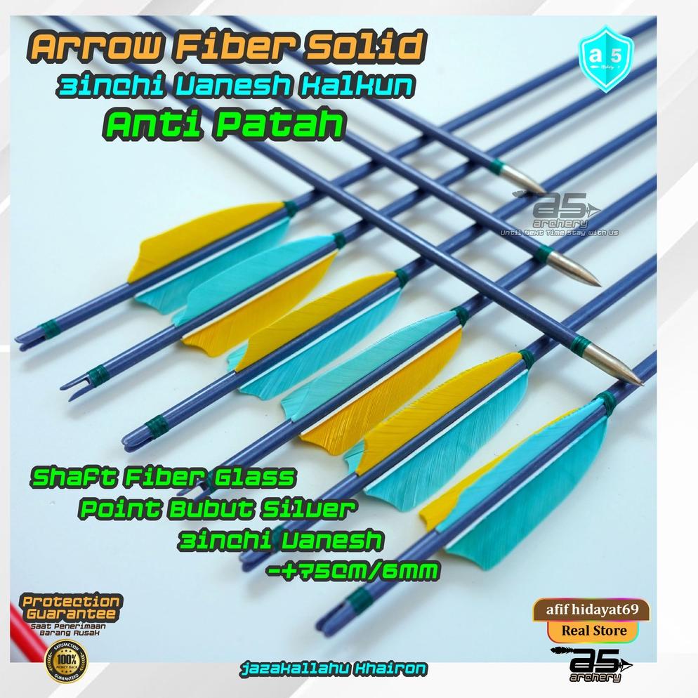 W7LNT Arrow Anti Patah Fiber Pancing Bulu Kalkun 3 inchi import Uk. 6mm Reeady Stok ヘ(