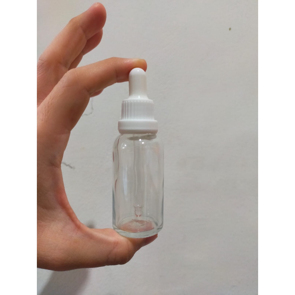 Botol Pipet Kaca Clear 30ml Ring Putih Segel