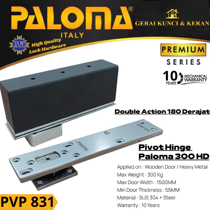 PALOMA ENGSEL PIVOT HINGE PVP 831 ENGSEL PINTU TANAM LANTAI KAYU BERAT