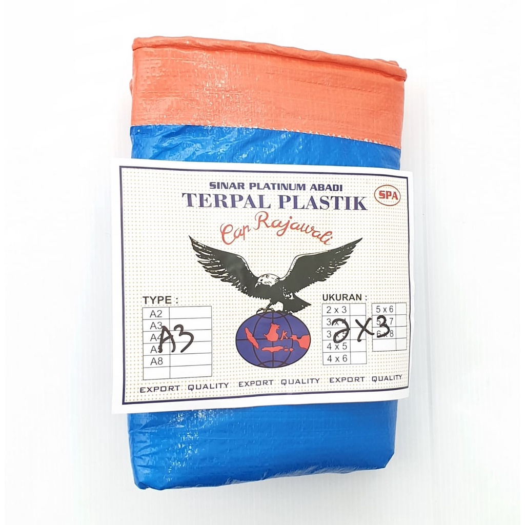 Rajawali ORI 100% Super UV A3 2x3 2x4 Meter BIRU MUDA ORANGE Terpal Plastik PREMIUM Bagus Awet Dan Murah