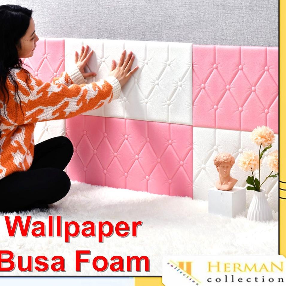Bagus HC Wallpaper Dinding 3D Foam Ukuran 60CM x 30CM Wall Border Sticker Dinding Tebal 3MM 6MM Stik