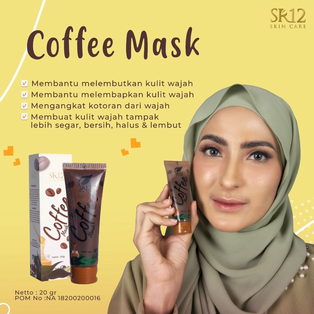 SR12 COFFEE MASK PEELING NATURAL / MASKER PEELING KOPI HERBAL / MENGATASI KOMEDO FLEK BEKAS JERAWAT