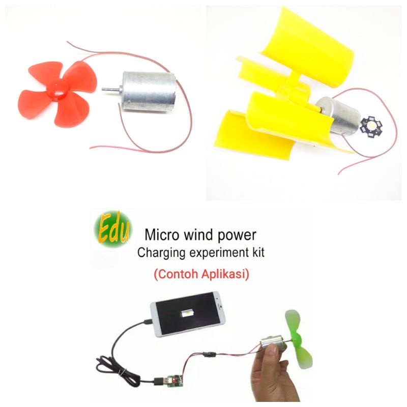 Mainan Edukasi Micro Wind Turbine Layang-layang DIY DC Motor - Generator Listrik Tenaga Angin Mini