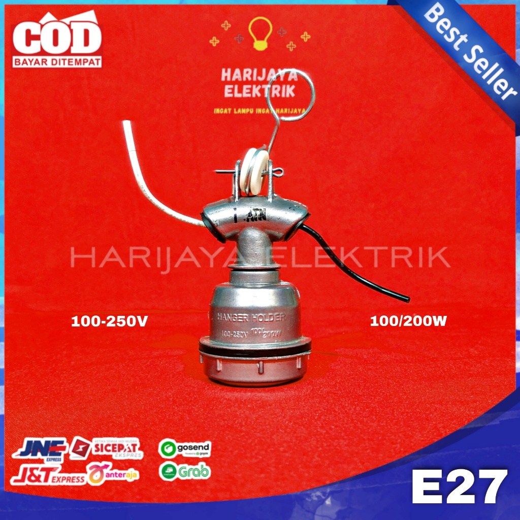 FITTING WD KERAMIK E27 ATN FITING LAMPU GANTUNG JALAN KAP HIJAU OUTDOR