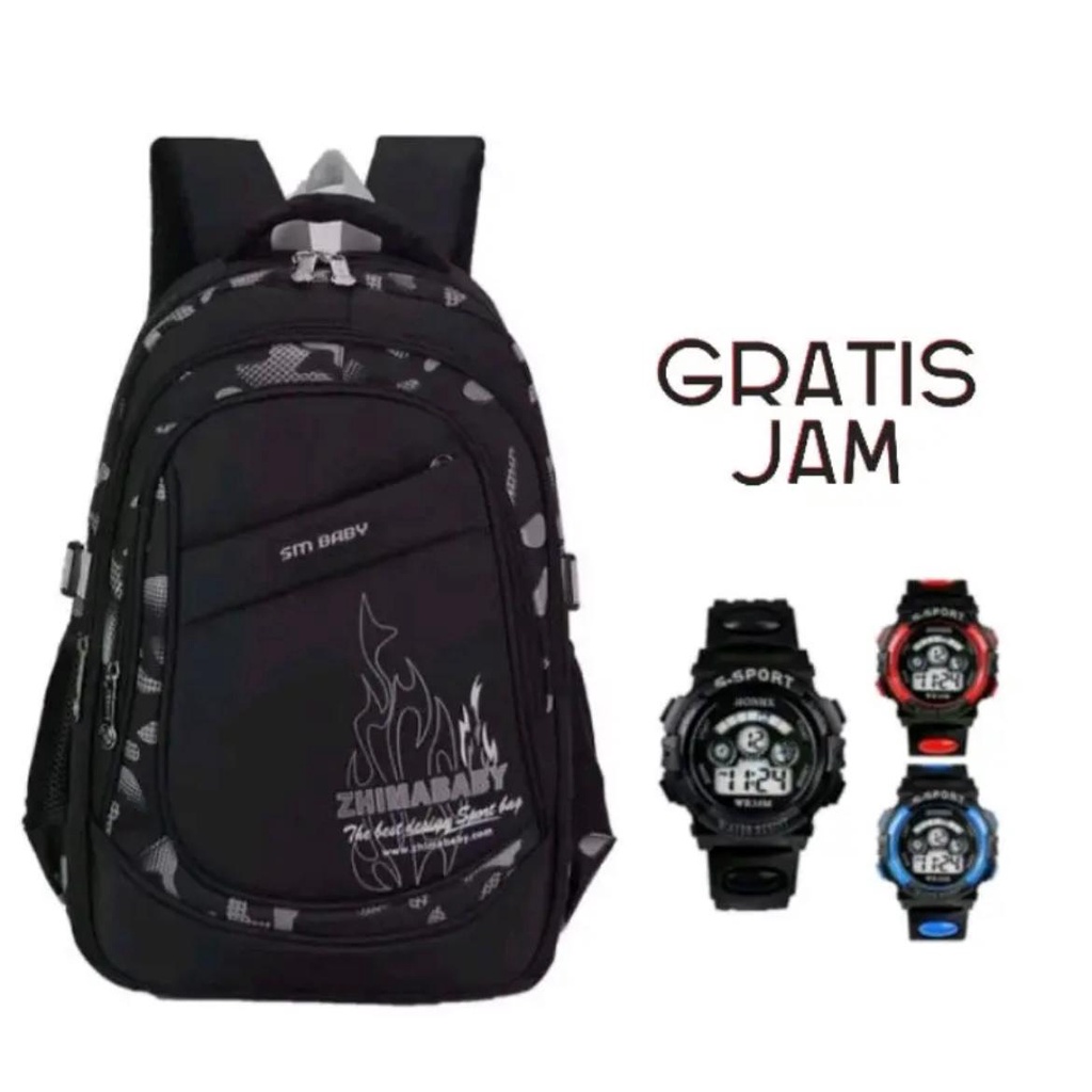 TS STORE - Tas Sekolah Anak Perempuan SMP SMA Ransel Wanita Premium Backpack Besar Free Jam Tangan COD