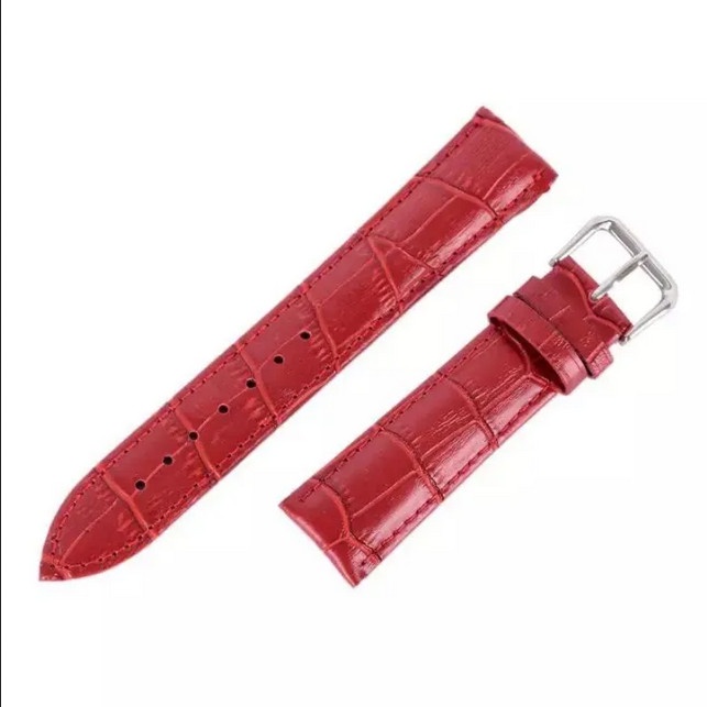 TALI KULIT JAM TANGAN STRAP WATCH ORIGINAL RED UKURAN 12 MM - 22 MM