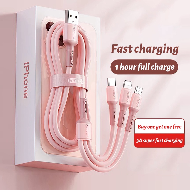 Buy One Get One Kabel Data 3in1 Type C Fast Charging 3A 1.2 Meter Kabel Data USB Kabel Android