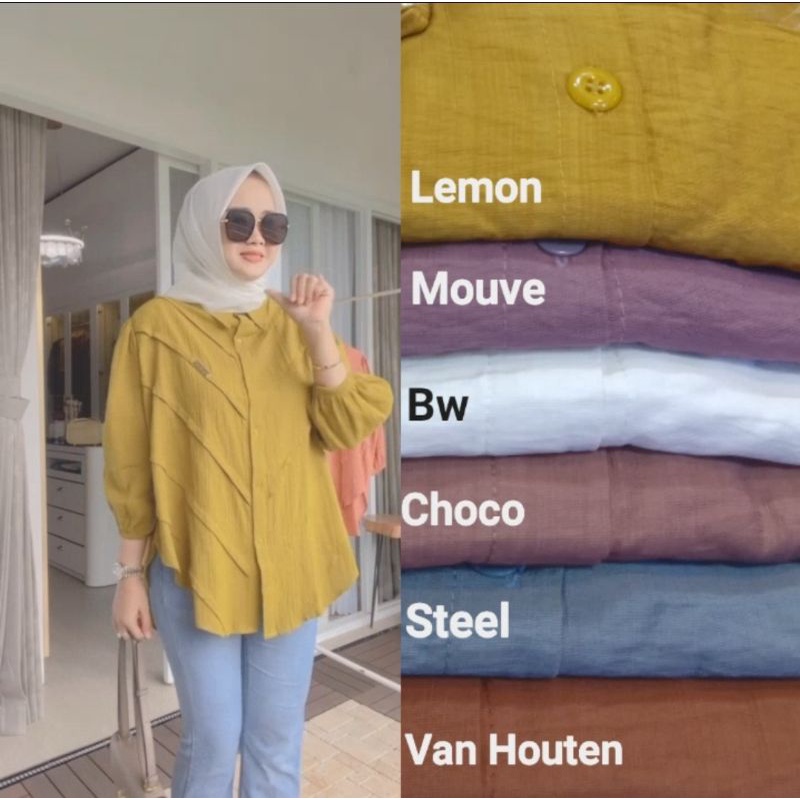 atasan polo linen zig zag