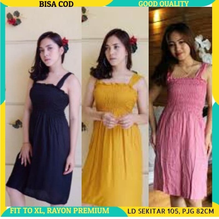 daster panjang Daster Serut Kerut Wanita Korea Dress Wanita Hitam S3P1 premium best seller bermotif 