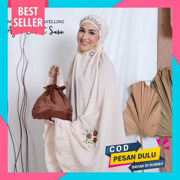 Mukena Sarah Motif Bunga Sakura Terbaru Mukena Travelling Mini Pouch Jumbo Size Lasser Cut Mukena De