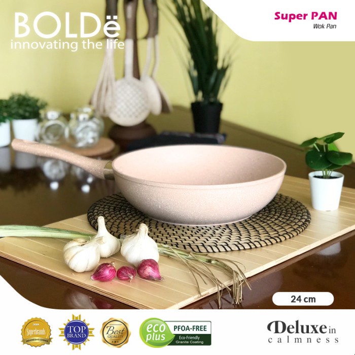 Teflon BOLDe Super PAN - WOK 24 cm Wajan Granite Beige Series stainless set termurah wajan original 