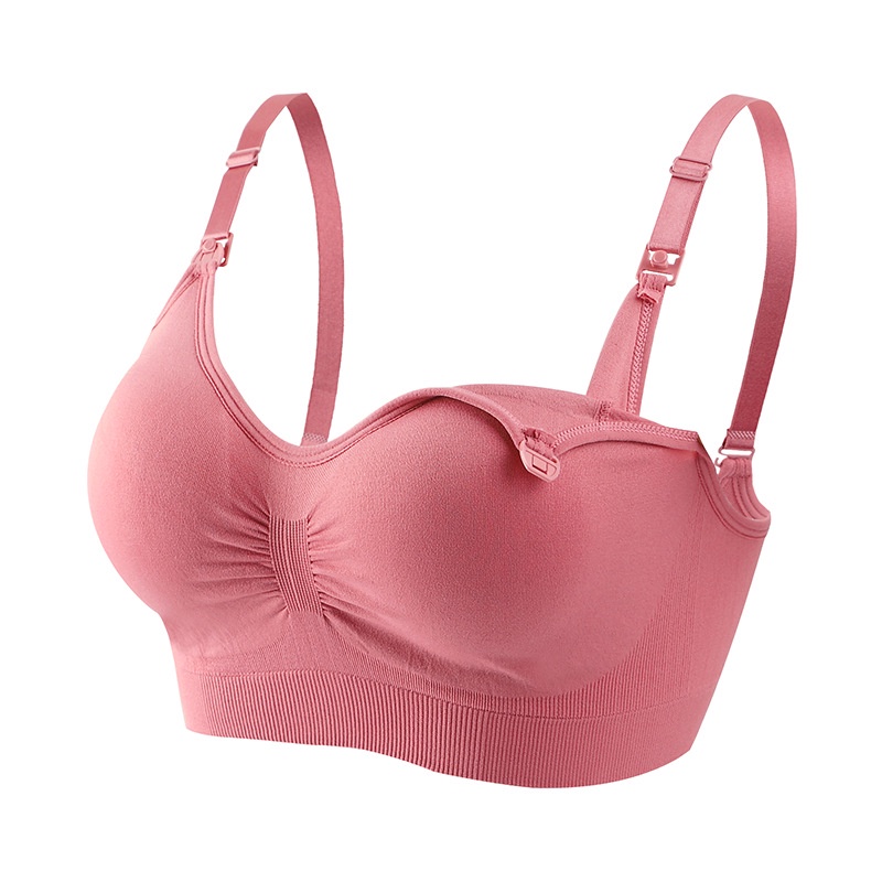 ANGEL MOMMY IBU Bra Menyusui Jumbo Kancing Depan Tanpa Kawat Hamil Murah Bh Menyusui Bahan Katun-Merah keunguan