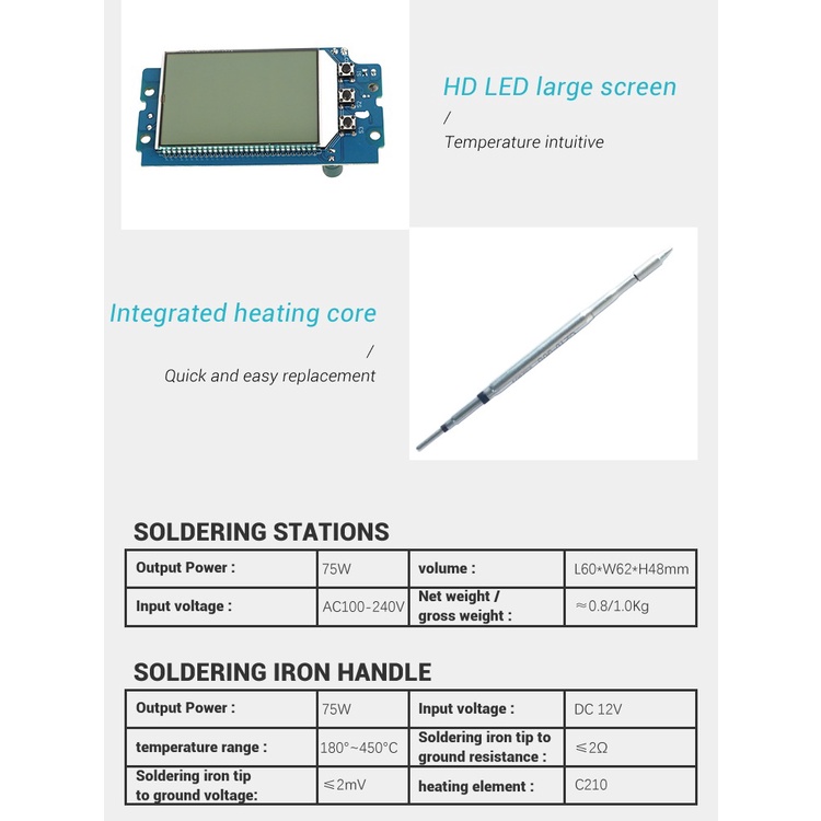 Solder Station BAKON BK969C Blue Mata C210 Original