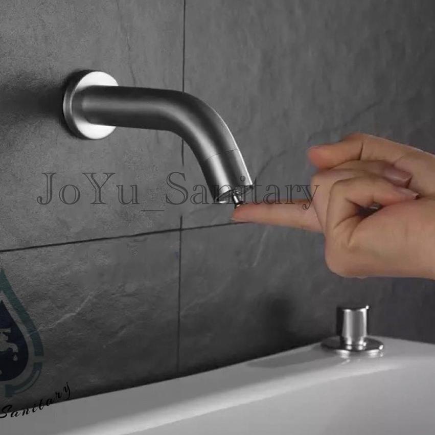 ♪ Kran TEMBOK Stainless 304 tekan ON OFF mini T17- keran air wudhu unik uniq touch tap faucet push/ 