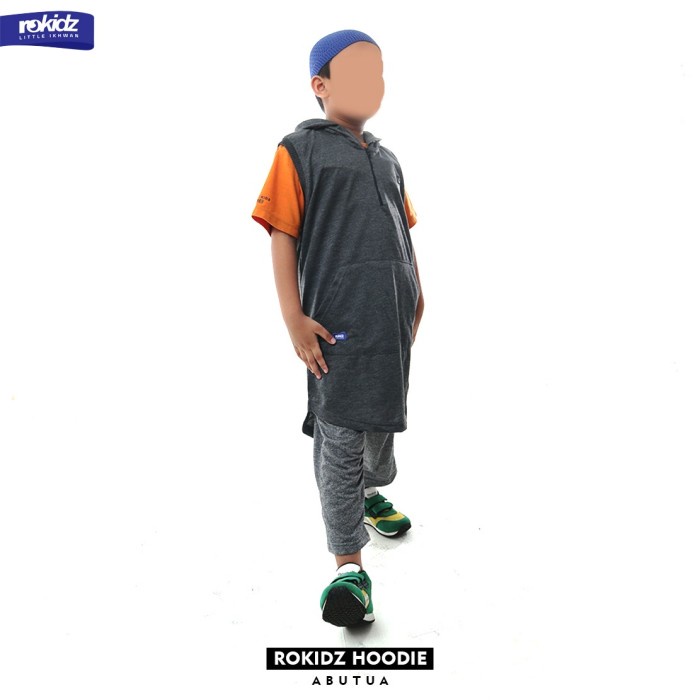 Rompi Sholat ROMPI HOODIE ANAK - ROMPI HOODIE SHOLAT ANAK STYLE MUSLIM ANAK ROSAL - Abu Tua, L(P1X1)