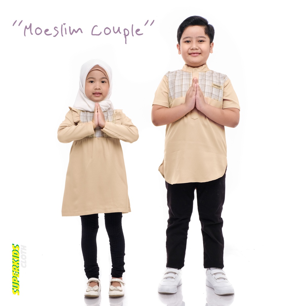 Baju Muslim Anak Perempuan Kotak-Kotak Mocca SUPERKIDSCLOTH 1-10 Tahun