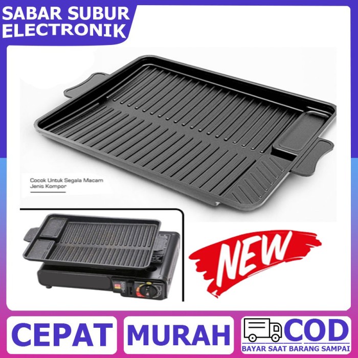 grill pan  KOREAN GRILL PAN YAKINIKU BARBEQUE SQUARE TEFLON ANTI LENGKET(O5K6) bisa cod grill pan su