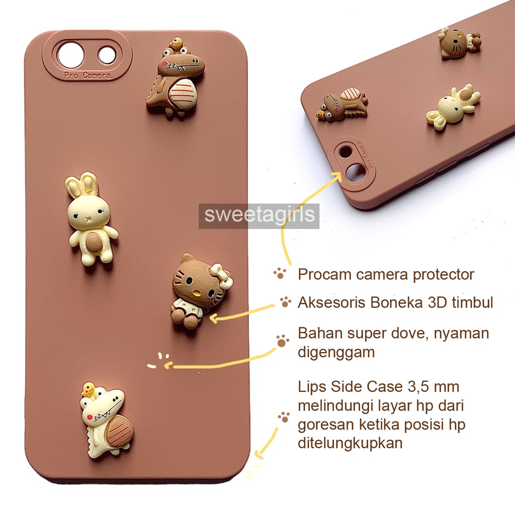 Softcase boneka 3D untuk Vivo Y53 ( 1606 )  - Sweetacase.id - Casing Lucu - Kesing Cewek - Casing Lembut - Aksesoris Boneka Timbul - Case Bening - Lucu - Gemoy  Transparan dengan Timbul