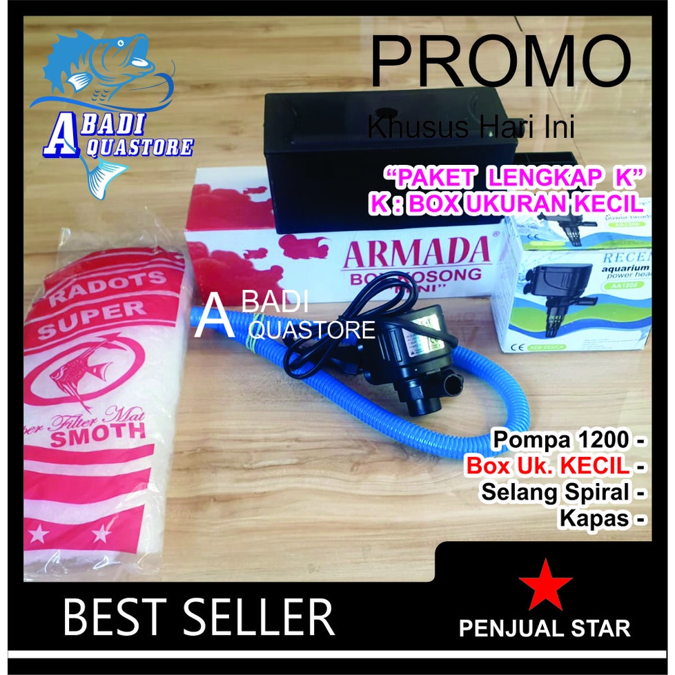 PAKET LENGKAP (K) KECIL 1200 Top Filter Aquarium KECIL & Pompa Aquarium 1200 - HEMAT ENERGY (FREE Bu