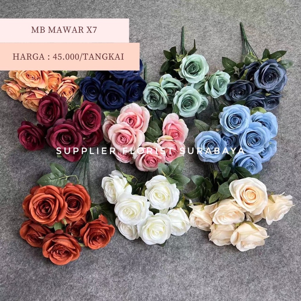 MB MAWAR X9 BUNGA PALSU MAWAR HOLLAND PREMIUM ARTIFICIAL FLOWER BUNGA HIAS BUKET BUNGA ROSE PREMIUM ROSE HOLLAND ROSE KUALITAS IMPORT