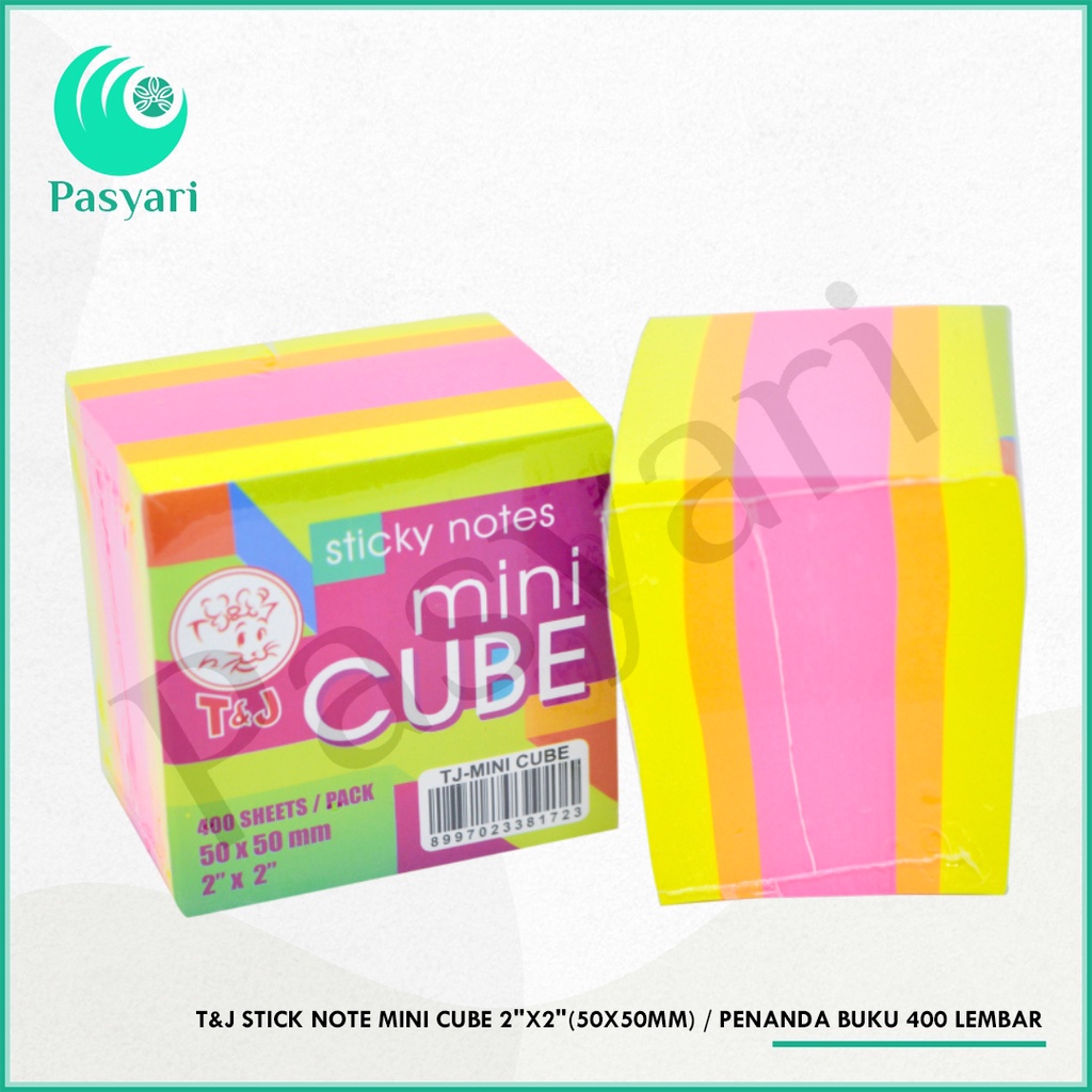 

T&J Stick Note Mini Cube 2"X2"(50x50mm) / Penanda Buku 400 lembar