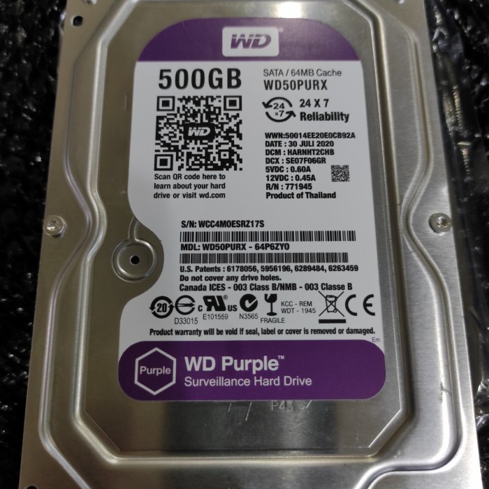 cctv v384 Hard Disk 500 GB WD Purple Hard Disk CCTV