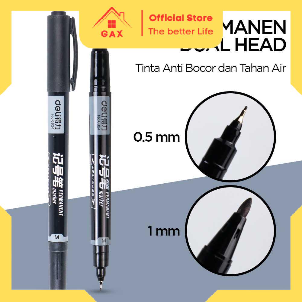 

Pen Pena Bolpoin Spidol Permanen Dual Head Tip Marker Pens Waterproof 2 in 1 Pen 0.5mm 1.0mm Permanent