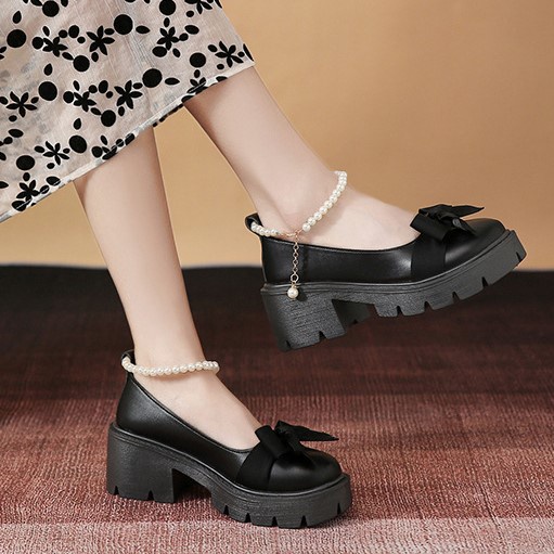 FD Marry Jane Shoes Wanita Sepatu Docmart Pearl Cewek Kasual Korean Style KI-058