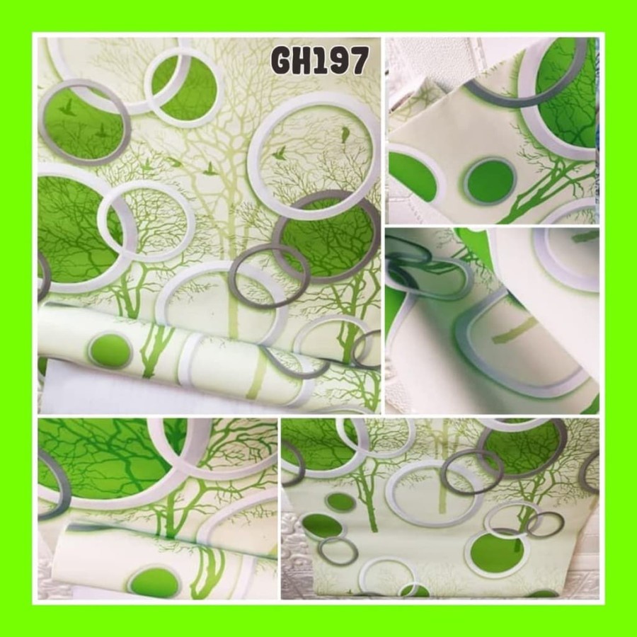 GH197 MOTIF 3D HIJAU Wallpaper Stiker Dinding ukuran 45CMX10M