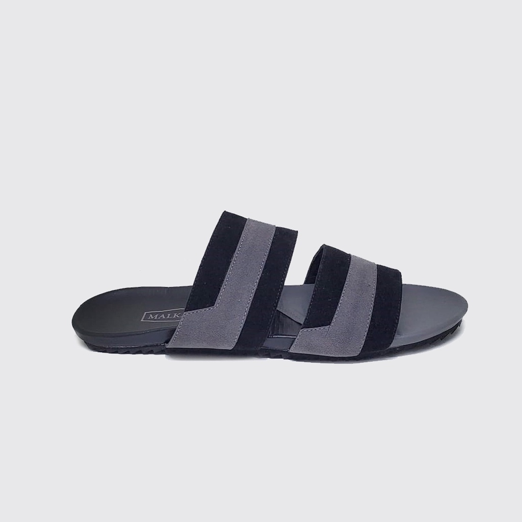 ALZELVIN X ZAGIB | Sandal Pria Black Grey Flat Big Size Sendal Slide Casual Cowok Ukuran Jumbo 43-47