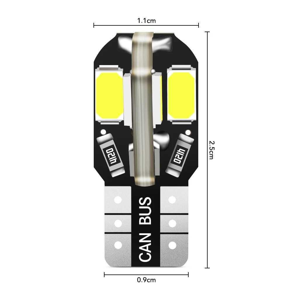 Lampu Parkir Mobil LED Canbus LED T10 W5W 12V Cool White 1 PCS - 8SMD - White