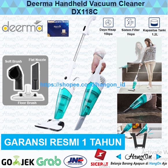 Deerma DX118C Portable Handheld Vacuum Cleaner Household Penyedot Debu Silent Strong Hisap Kuat 16000Pa Sedot Debu Rambut Remah Makanan  Genggam dan Vertikal 2in1