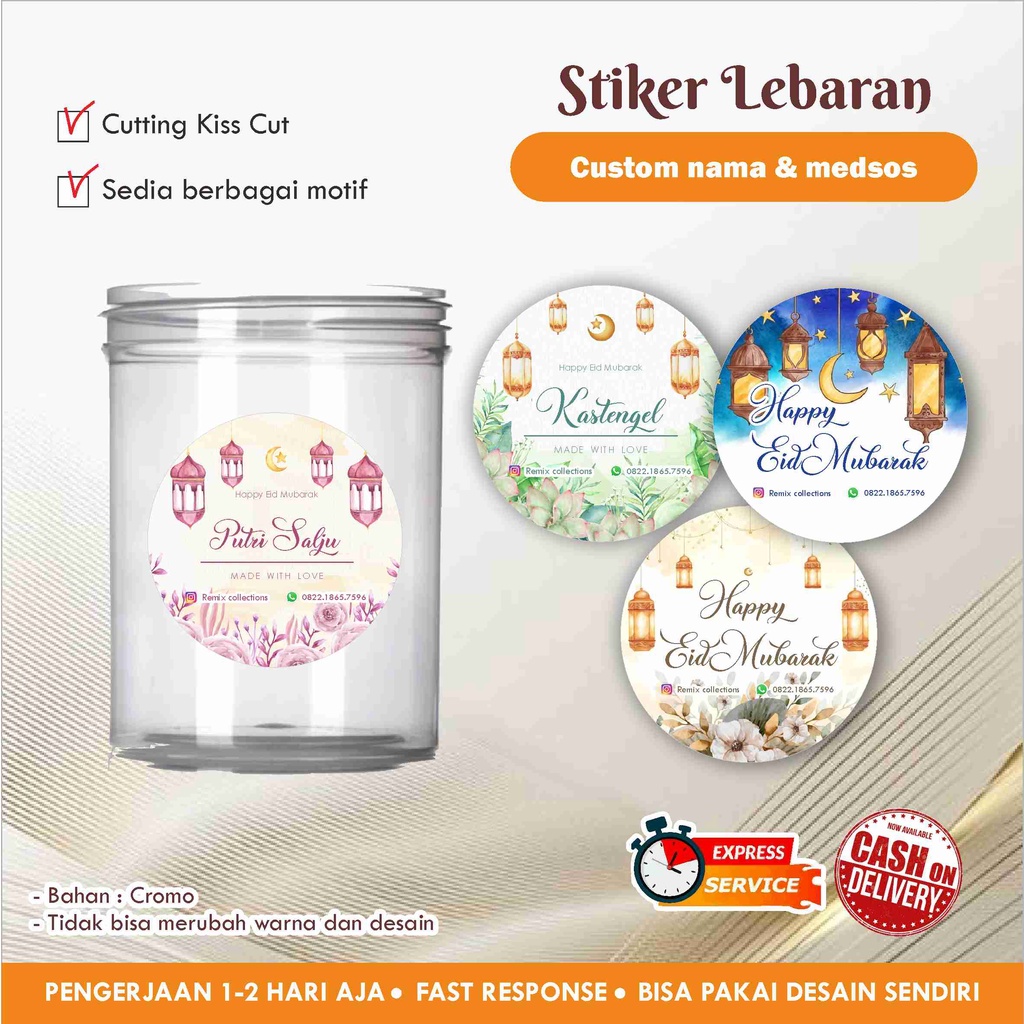 

Stiker Lebaran cromo / Eid mubarak / Idul fitri bulat / Label cookies