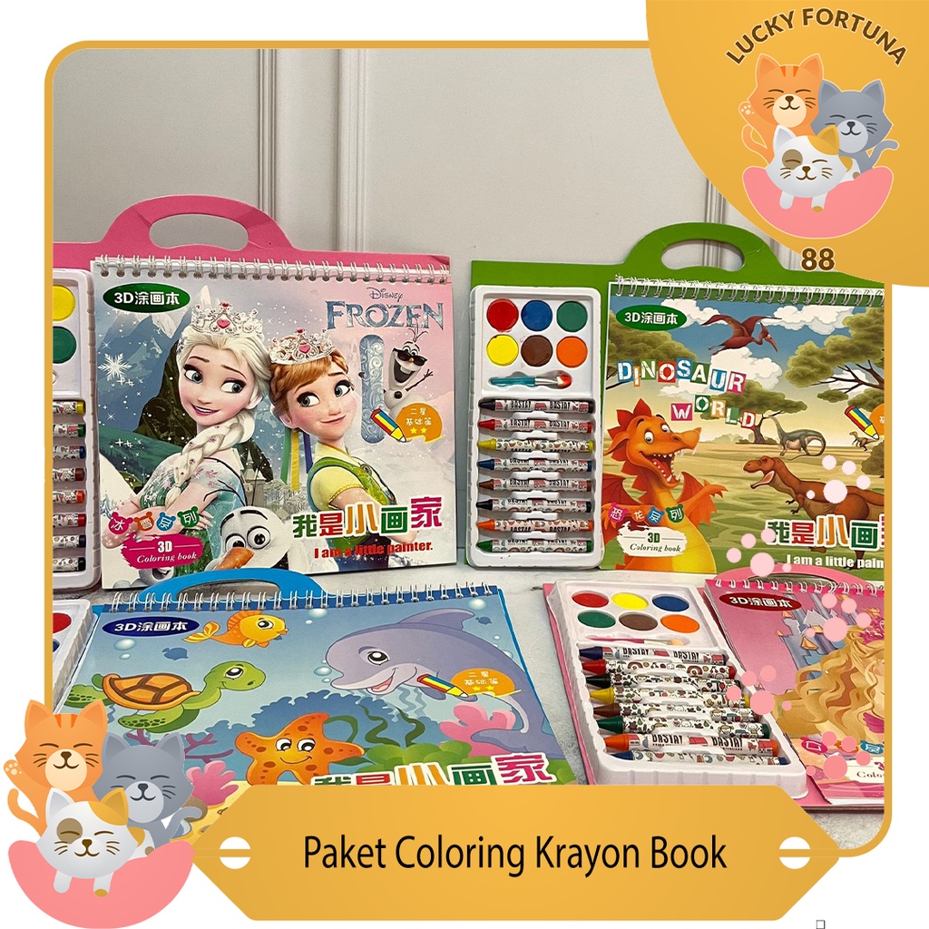 

[LuckyFortuna88] Paket Coloring Crayon Book 1 Set Coloring Crayon Book 1 Perlengkapan Menggambar Krayon Paket Coloring Krayon buku 1 set lucu murah