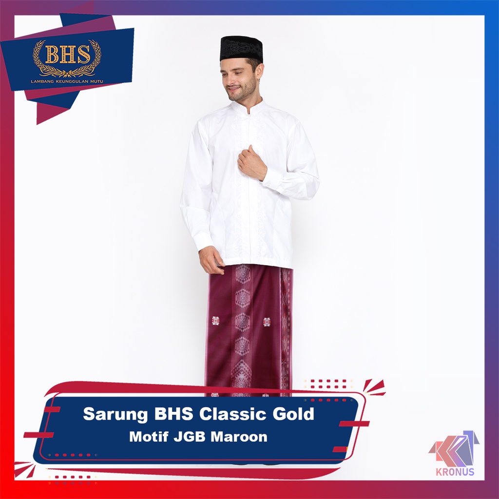 Sarung BHS Classic Gold Motif JGB Maroon