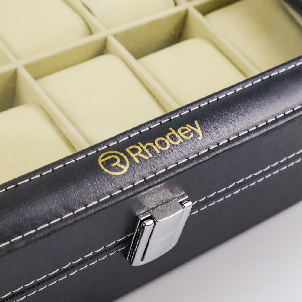 Rhodey Kotak Jam Tangan Luxury 10 - 12 Slot Hitam Z-0003