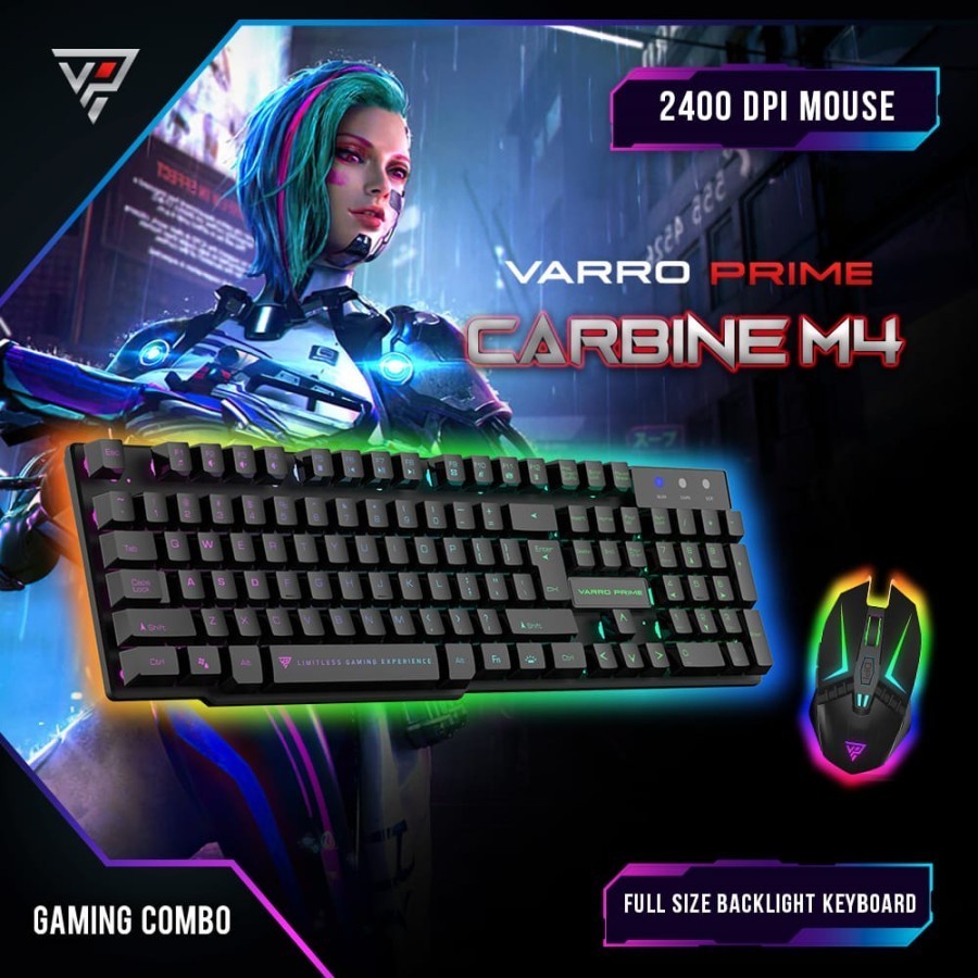 KEYBOARD MOUSE GAMING VARRO CARBINE M4 RAINBOW RGB BLACK