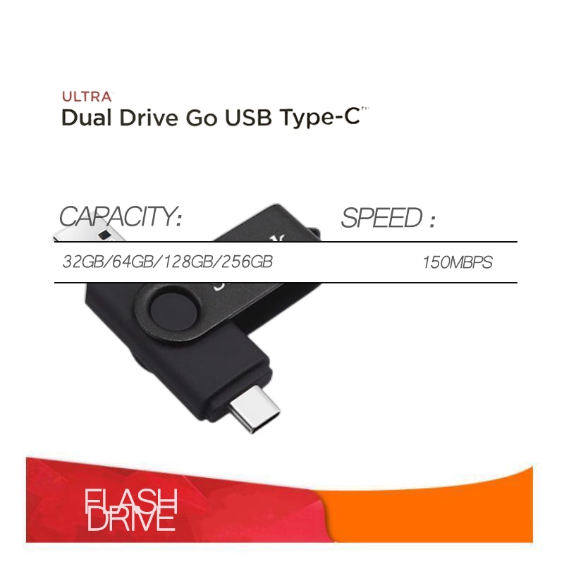 FLASHDISK OTG TYPE C 32GB/64GGB/128GB/256GB FLASH DRIVE ULTRA DUAL USB 3.1 flashdisk Ultra Dual Drive Go USB Type-C