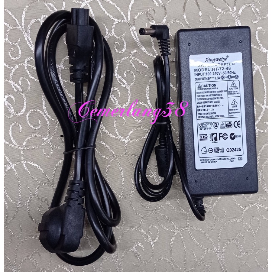 Switching Adaptor 48V 1.5A + kabel Power supply PSU 48 Volt 1.5 ampere - 150 cm