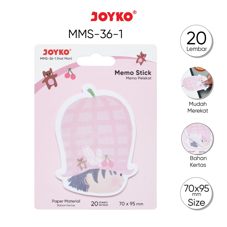 

JOYKO MEMO UNIK FANCY KARAKTER TEMPEL STICKY NOTE MMS-36 HAT MAN