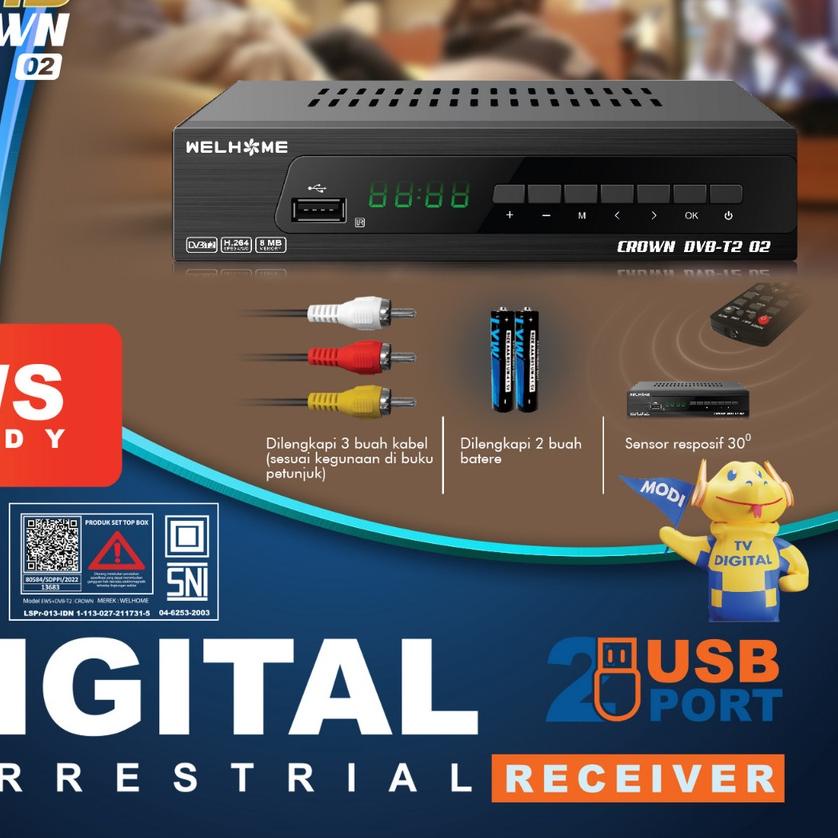 ✧ Welhome Set Top Box Crown HD TV Digital Matrix - DVB T2 01 / DVB T2 02 ✩