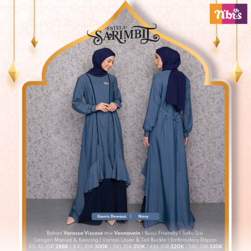 NIBRAS SARIMBIT ESTELA NAVY COUPLE SET KELUARGA