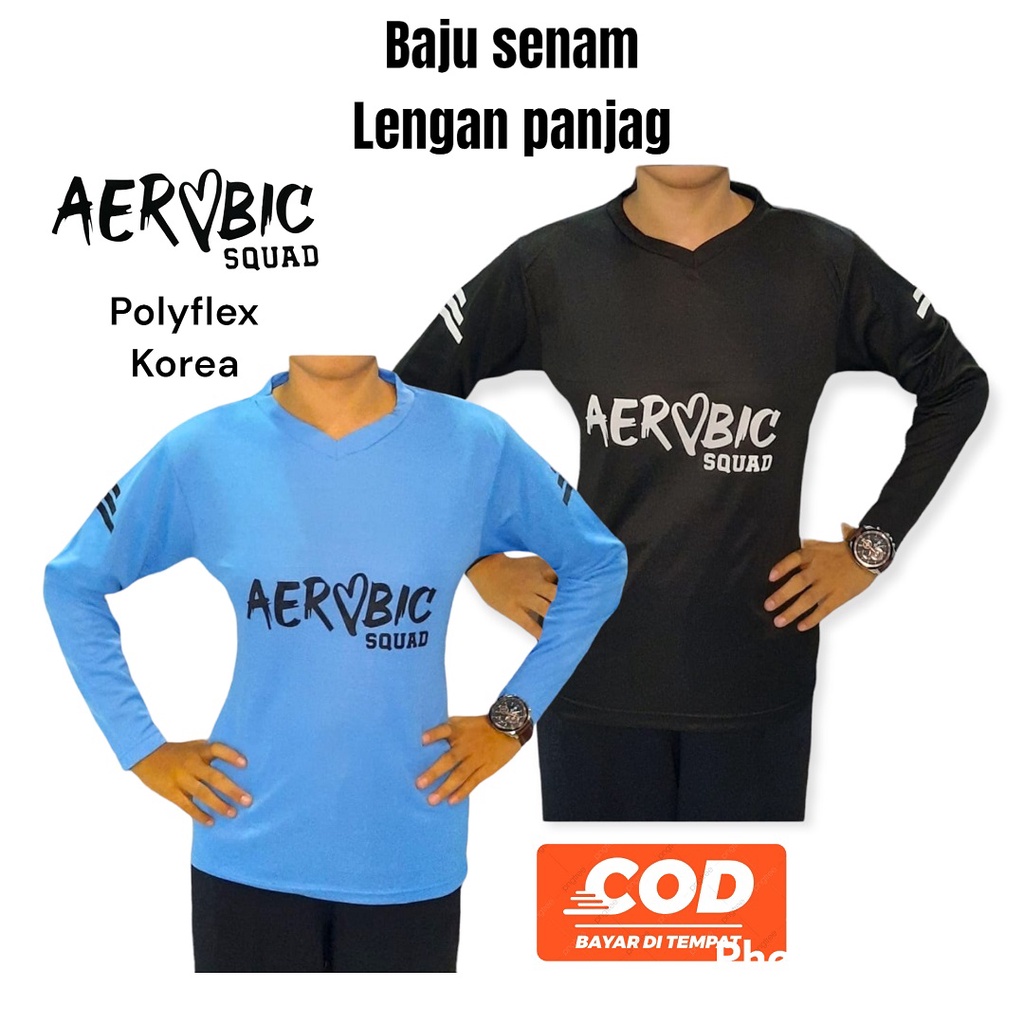 Baju olahraga wanita lengan panjang kaos atasan senam fitness gym aerobic voli wanita