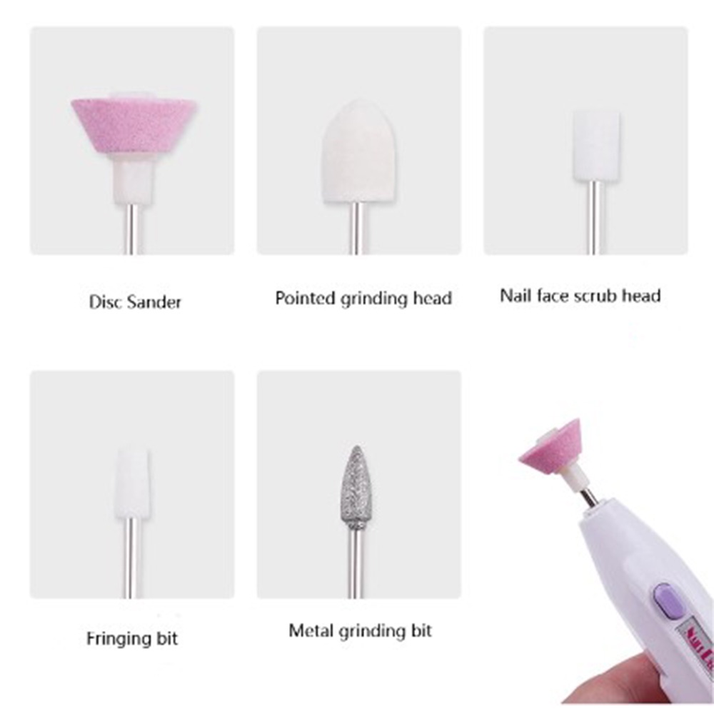 Pemoles Kuku Elektrik Mini Motorized Nail Polisher 5 Kepala - FD-01 - White