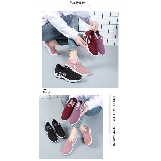 Sepatu Wanita Fashion Korea Nylon Sneakers Casual Leisure Slip On SP066