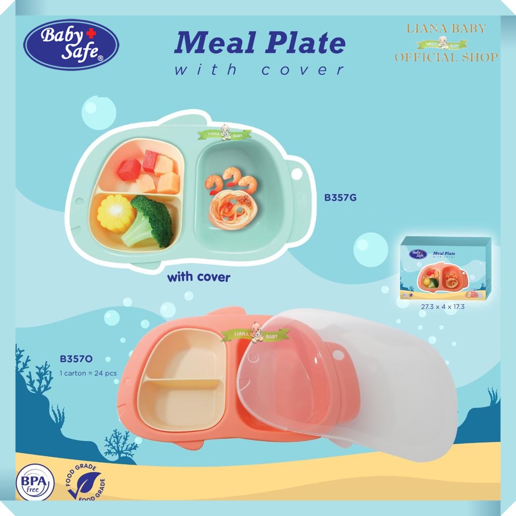 MAK344 BABY SAFE MEAL PLATE WITH COVER  PIRING MAKAN BAYI B357