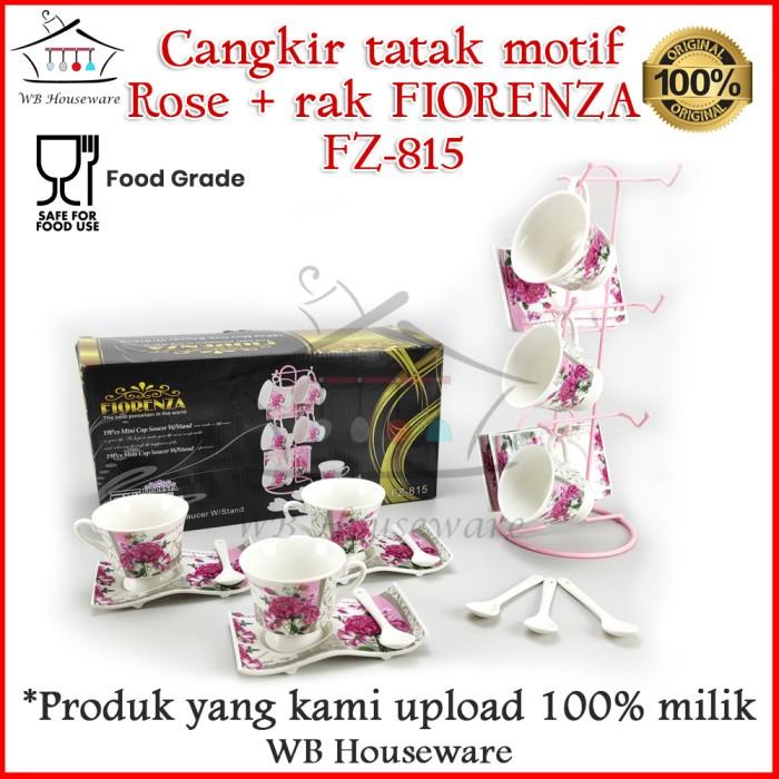 Tea Set Fiorenza Motif Bunga Fz-815 / Cangkir Gelas Tatak Set Ceramic