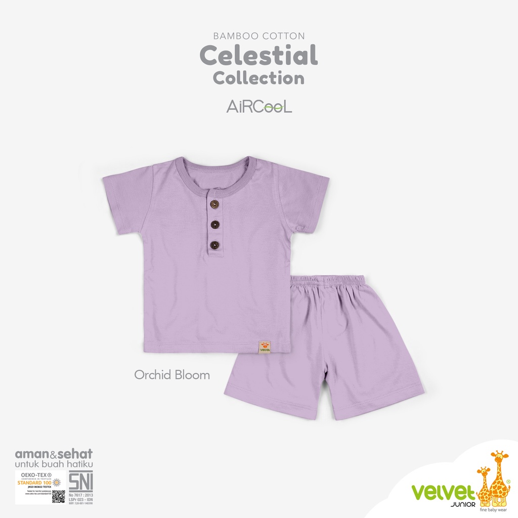 Baju Bayi Piyama Anak Laki Laki Perempuan Setelan Pendek Kancing Dada 9 Bulan 1-6 Tahun Velvet Junior Aircool Celestial Series